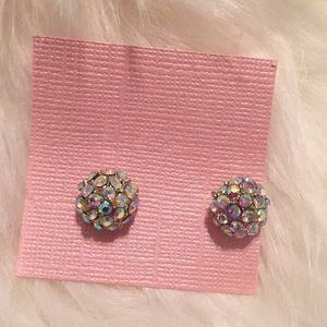 Beautiful Iridescent Rhinestone Cluster Earrings